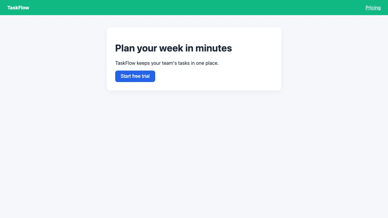 Actual: blue Start free trial button